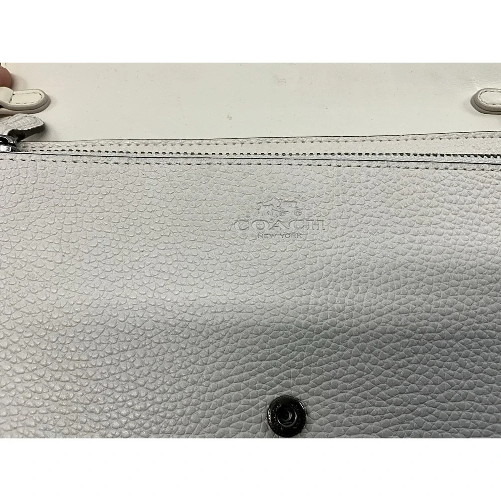 COACH Bandana Rivets Foldover Crossbody Purse Bag Ivory Pebbled Leather VGUC